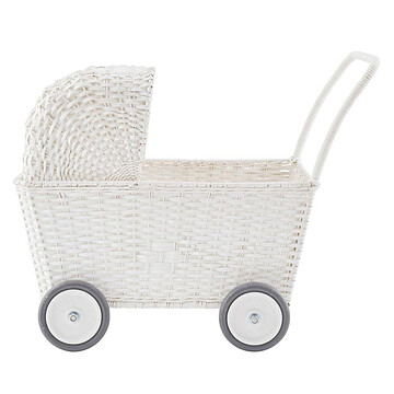 Achat Mes premiers jouets Landau Chariot Strolley en Rotin - Blanc