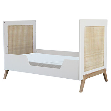 Lit Bébé Evolutif en Rotin Marelia Neige - 60 x 120 cm (Théo) - Image 3