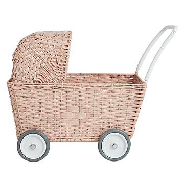 Achat Mes premiers jouets Landau Chariot Strolley en Rotin - Rose