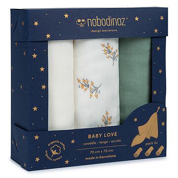 Achat Lange Lot de 3 Langes Baby Love - Flore