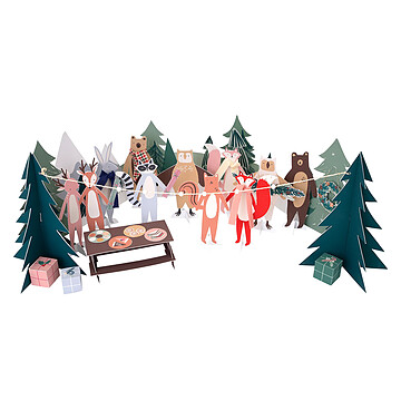Achat Objet décoration Calendrier de l'Avent en Papier Noël avec Les Animaux de la Forêt