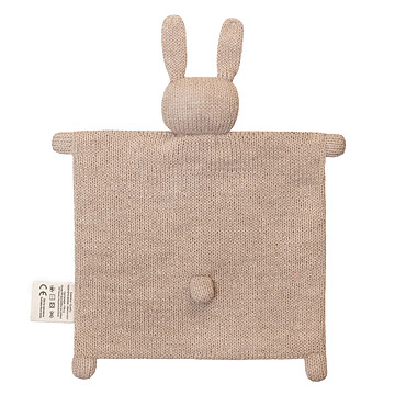 Doudou Plat Tricoté Lapin - Sable (Main Sauvage) - Image 5