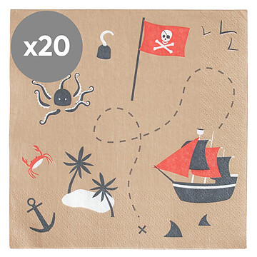 Achat Vaisselle et couverts Lot de 20 Serviettes en Papier - Pirate