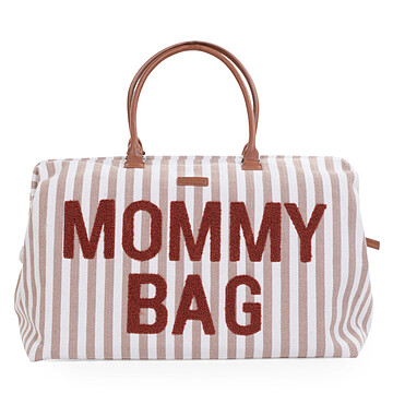 Achat Sac à langer Mommy Bag Large - Rayures Nude Terracotta