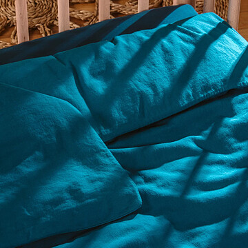 Achat Linge de lit Housse de Couette Pur Coton Bleu Nuit - 75 x 120 cm