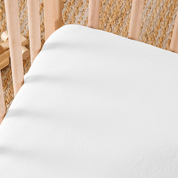 Achat Linge de lit Drap Housse Satin de Coton Bio Lavé Blanc Craie - 60 x 120 cm