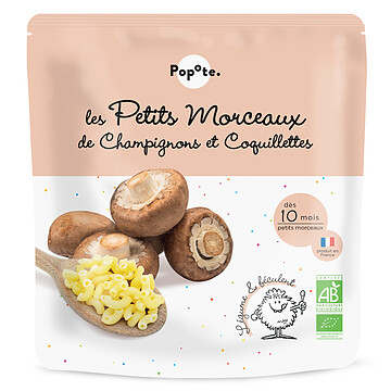Achat Gourde repas bio Les Petits Morceaux Champignons et Coquillettes - 190 g