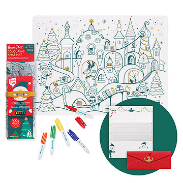 Achat Vaisselle et couverts Set de Table à Colorier et ses 5 feutres - Le Village de Noël