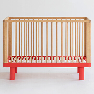 Achat Lit bébé Lit Bébé Evolutif Nox Bois Naturel et Rouge - 60 x 120 cm