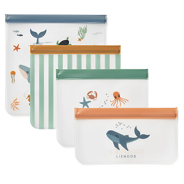 Achat Vaisselle et couverts Lot de 4 Sachets Alimentaires Réutilisables Clive - Sea Creature Sandy