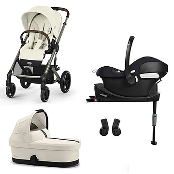 Achat Poussette combinée Poussette Trio Balios S Lux Cadre Taupe - Siège Auto Aton B2 i-Size - Base One - Nacelle Cot S - Seashell Beige & Volcano Black