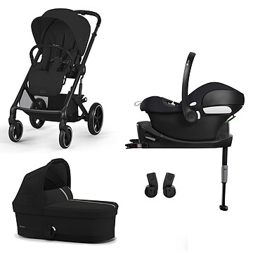 Achat Poussette combinée Poussette Trio Balios S Lux Cadre Noir - Siège Auto Aton B2 i-Size - Base One - Nacelle Cot S - Moon Black & Volcano Black
