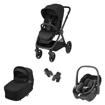 Achat Poussette combinée Poussette Trio Oxford - Siège Auto Pebble 360 i-Size Groupe 0+ - Nacelle Sense - Twillic Black & Essential Black