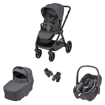Achat Poussette combinée Poussette Trio Oxford - Siège Auto Pebble 360 i-Size Groupe 0+ - Nacelle Sense - Twillic Graphite & Essential Grey