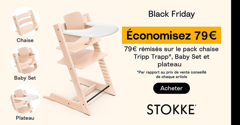 79€ de remise sur la chaise Tripp Trapp + Baby Set + Plateau