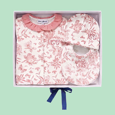 Tartine et Chocolat Coffret de Naissance Toile de Jouy Rose