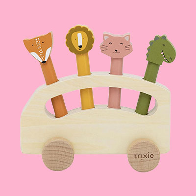 Trixie Baby Bus en Bois avec Animaux Pop-up
