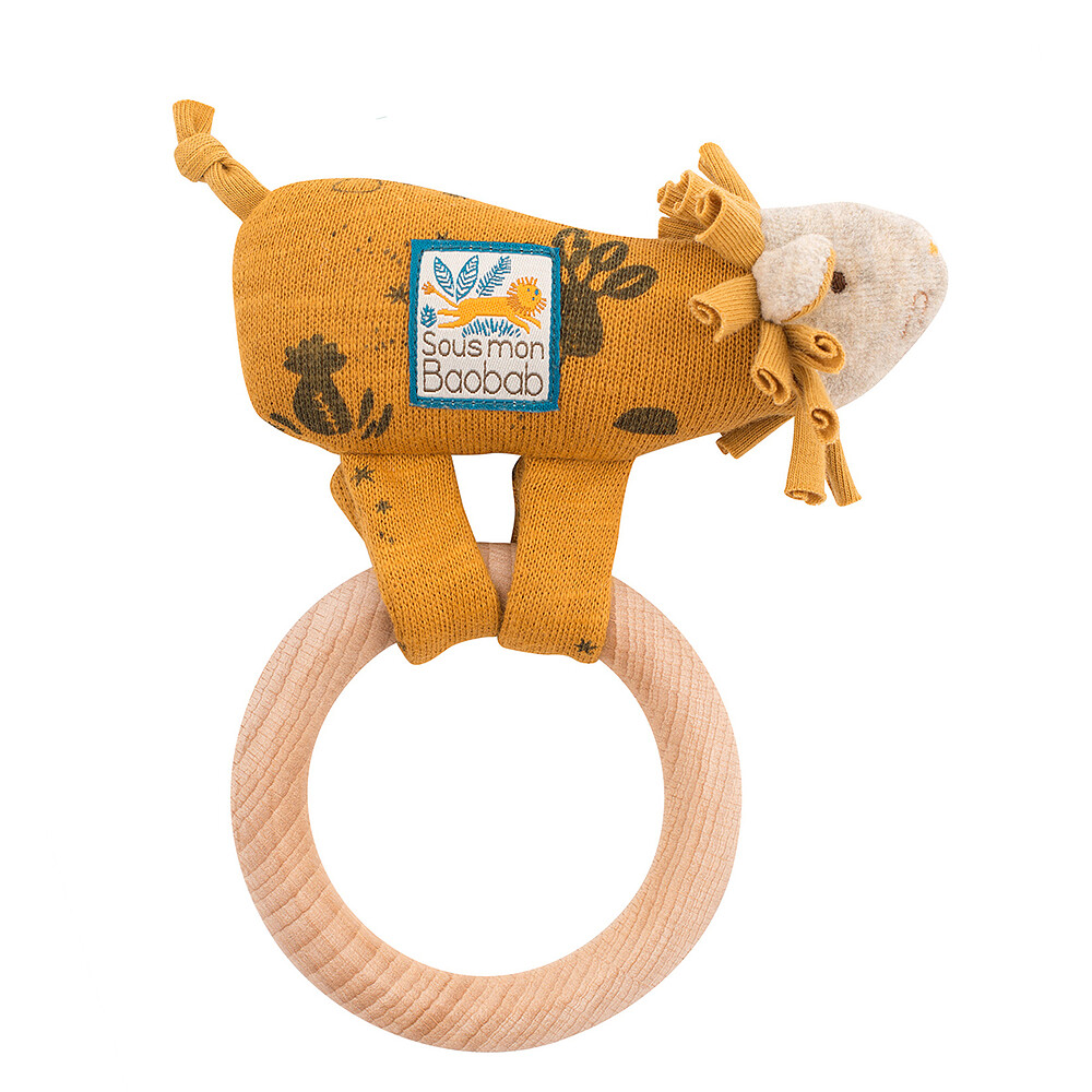 Hochet Lion avec Anneau en Bois - Sous mon Baobab Moulin Roty