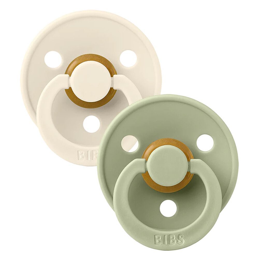 Lot de 2 Sucettes Symétriques Colour Ivory & Sage - 0/6 Mois Bibs