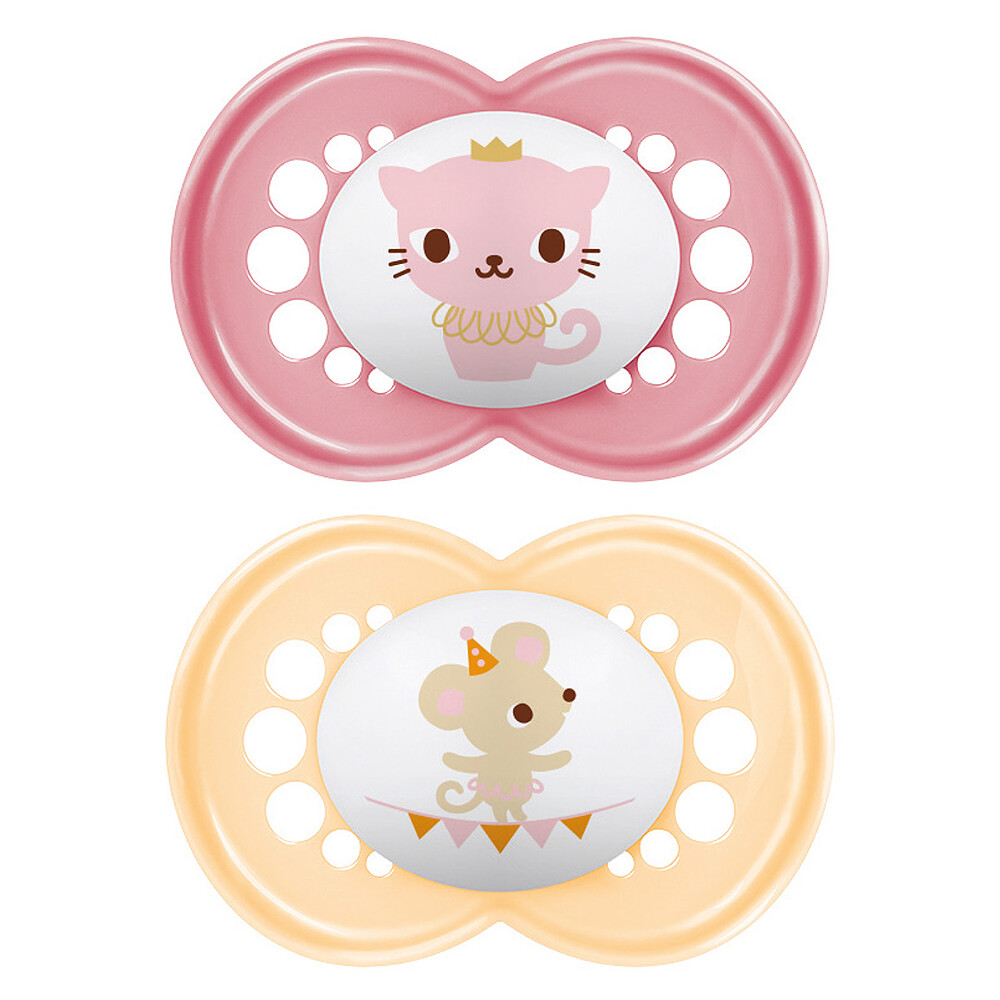 Lot de 2 Sucettes Original Animaux Chat et Souris - 6 Mois + MAM
