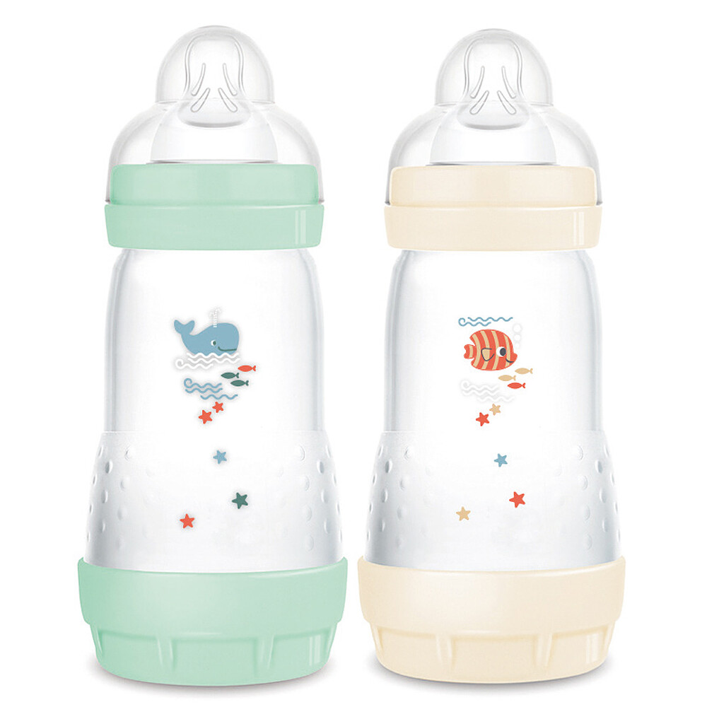 Lot de 2 Biberons Anti-coliques Easy Start Menthe et Coton - 260 ml MAM