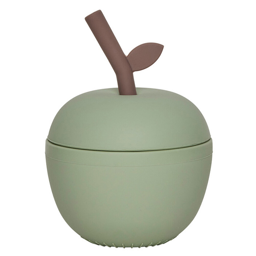 Verre avec Paille Pomme - Green OYOY