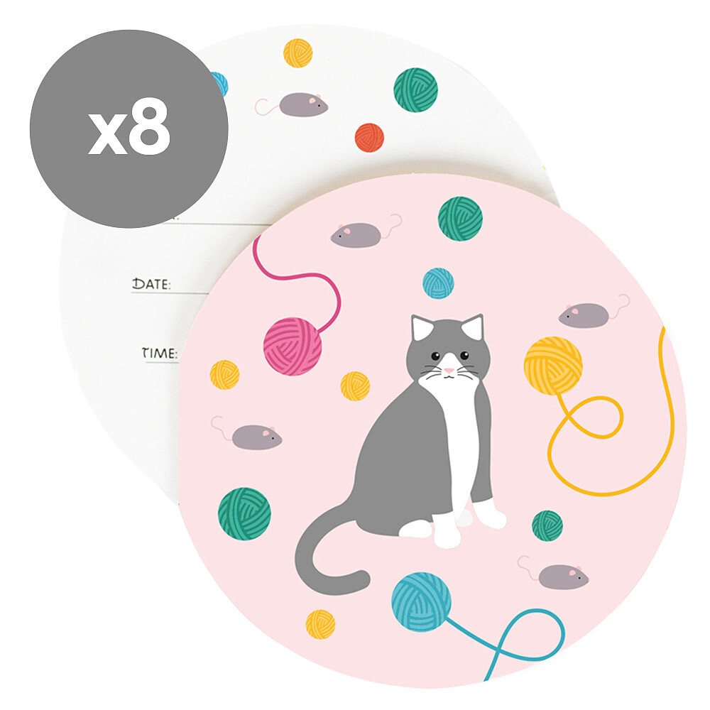 Lot de 8 Invitations Chat My Little Day