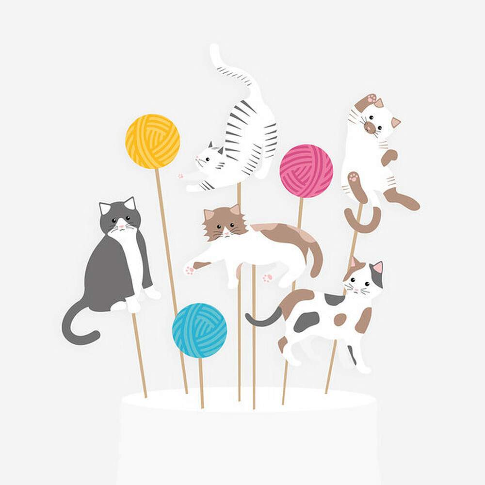 Lot de 8 Décorations de Gâteau - Chat My Little Day