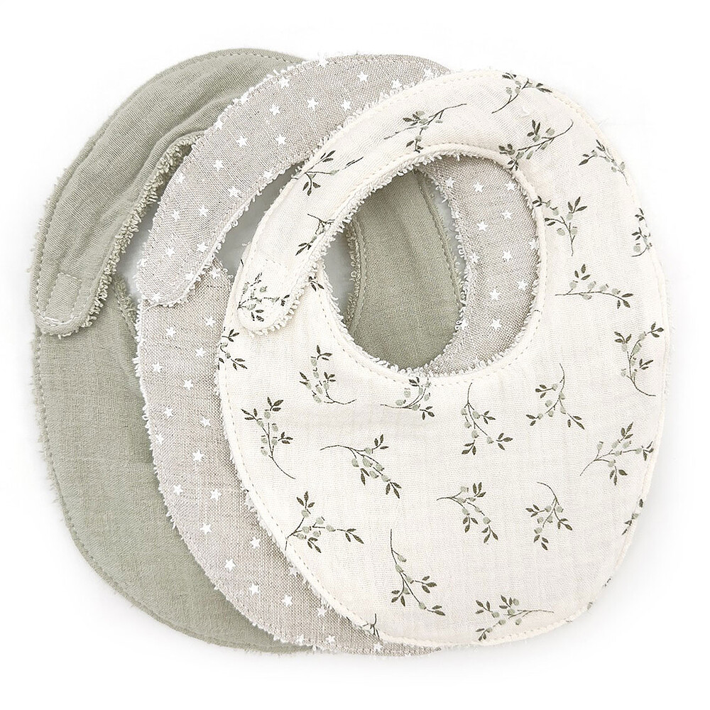Lot de 3 Bavoirs - Olive Bloom Babyshower