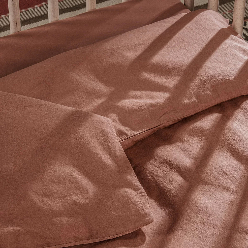 Housse de Couette Pur Coton Bio Terracotta - 75 x 120 cm Kadolis