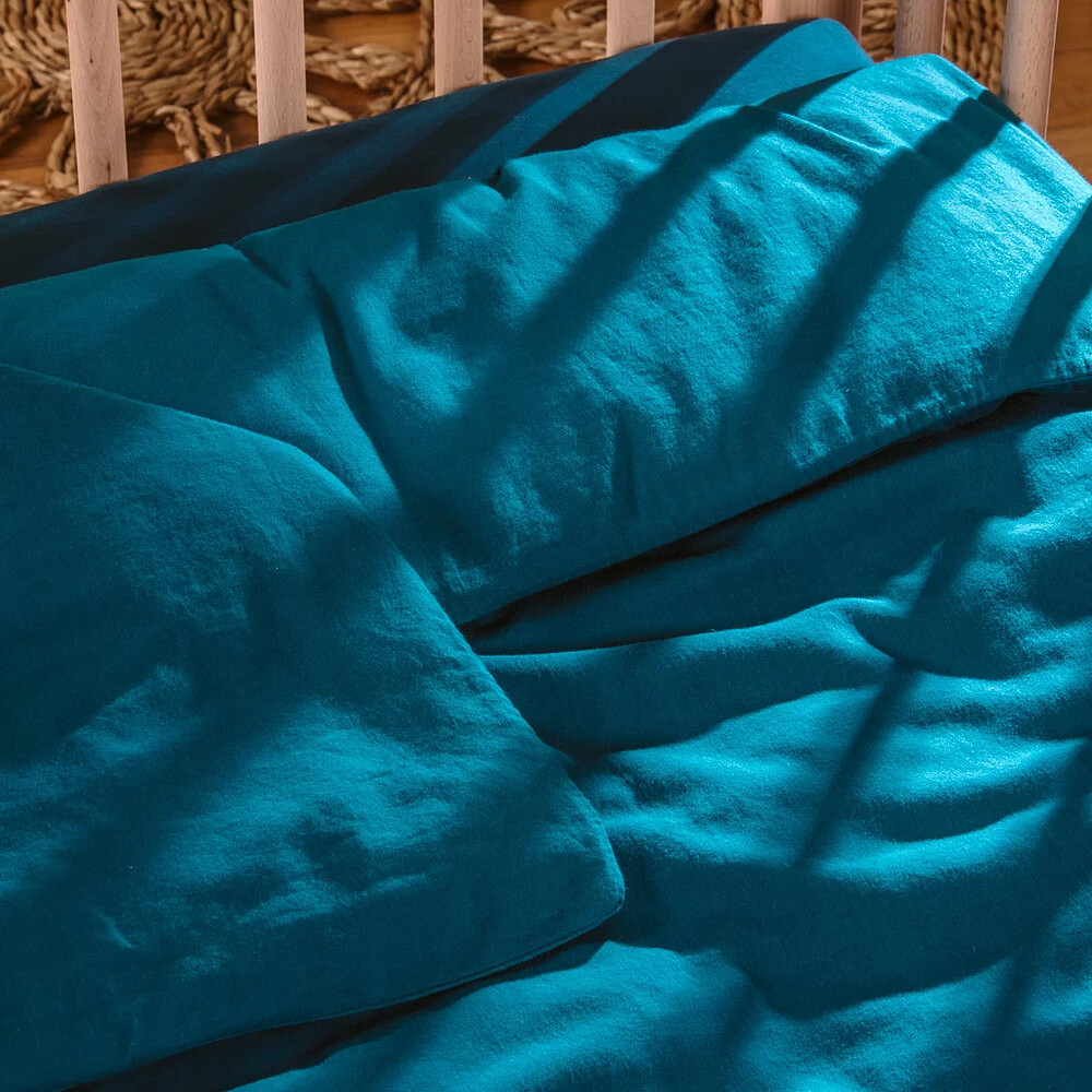 Housse de Couette Pur Coton Bio Bleu Nuit - 100 x 140 cm Kadolis