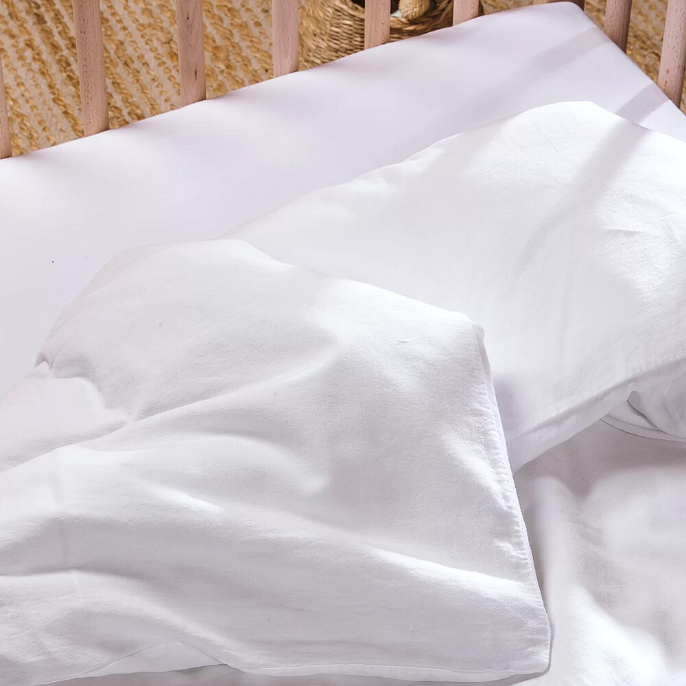 Housse de Couette Pur Coton Bio Blanc - 100 x 140 cm Kadolis