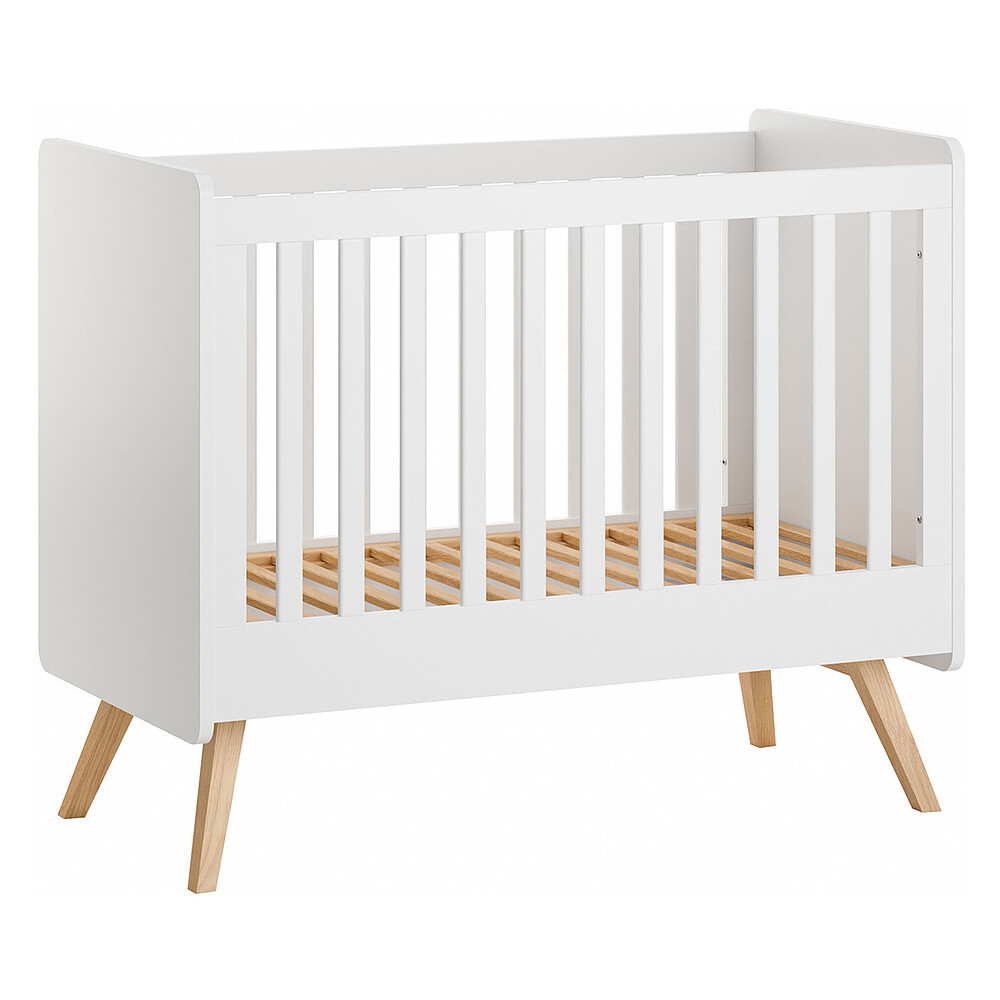 Lit Bébé Vintage Blanc et Chêne - 60 x 120 cm Vox Meubles