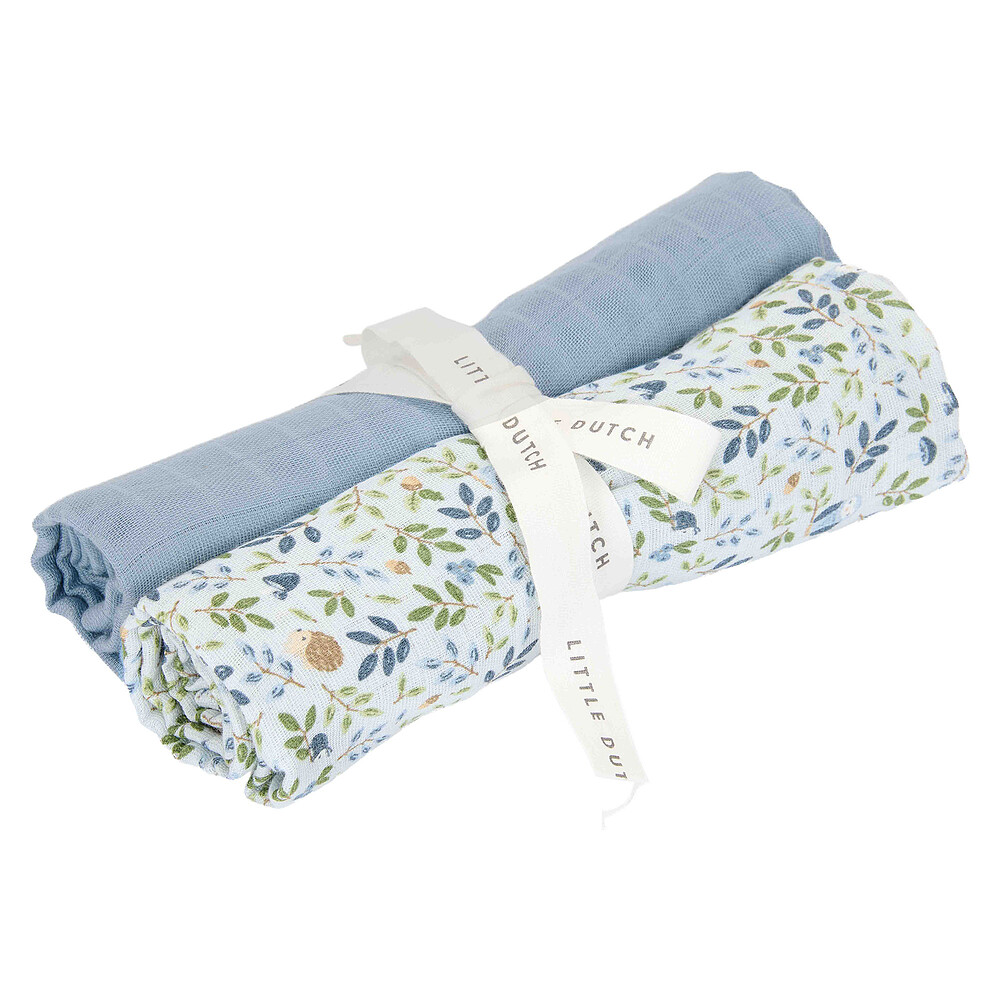 Lot de 2 Langes Forest Friends - Forest Adventure & Denim Blue Little Dutch