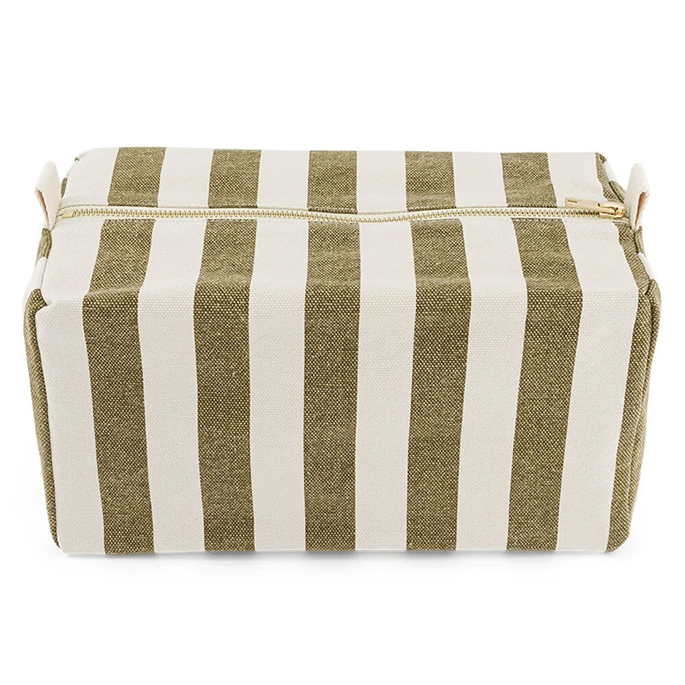 Trousse de Toilette Vic - Rayures Olive et Greige Rose in April