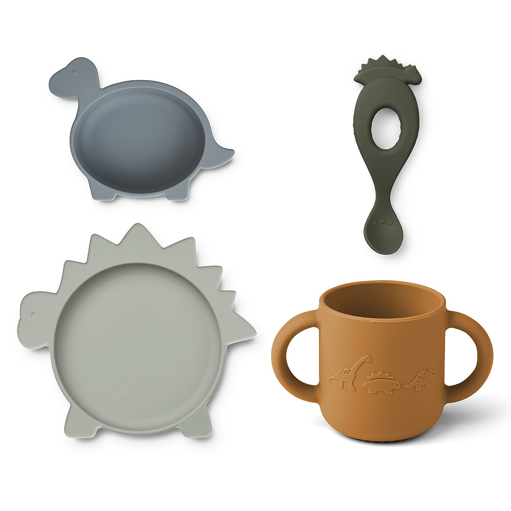 Set Repas 4 Pièces Vivi - Dino Blue Multi Mix Liewood