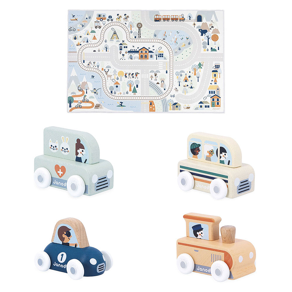Pack Tapis Vallée Blanche et 4 Voitures - Cross Roads  Janod