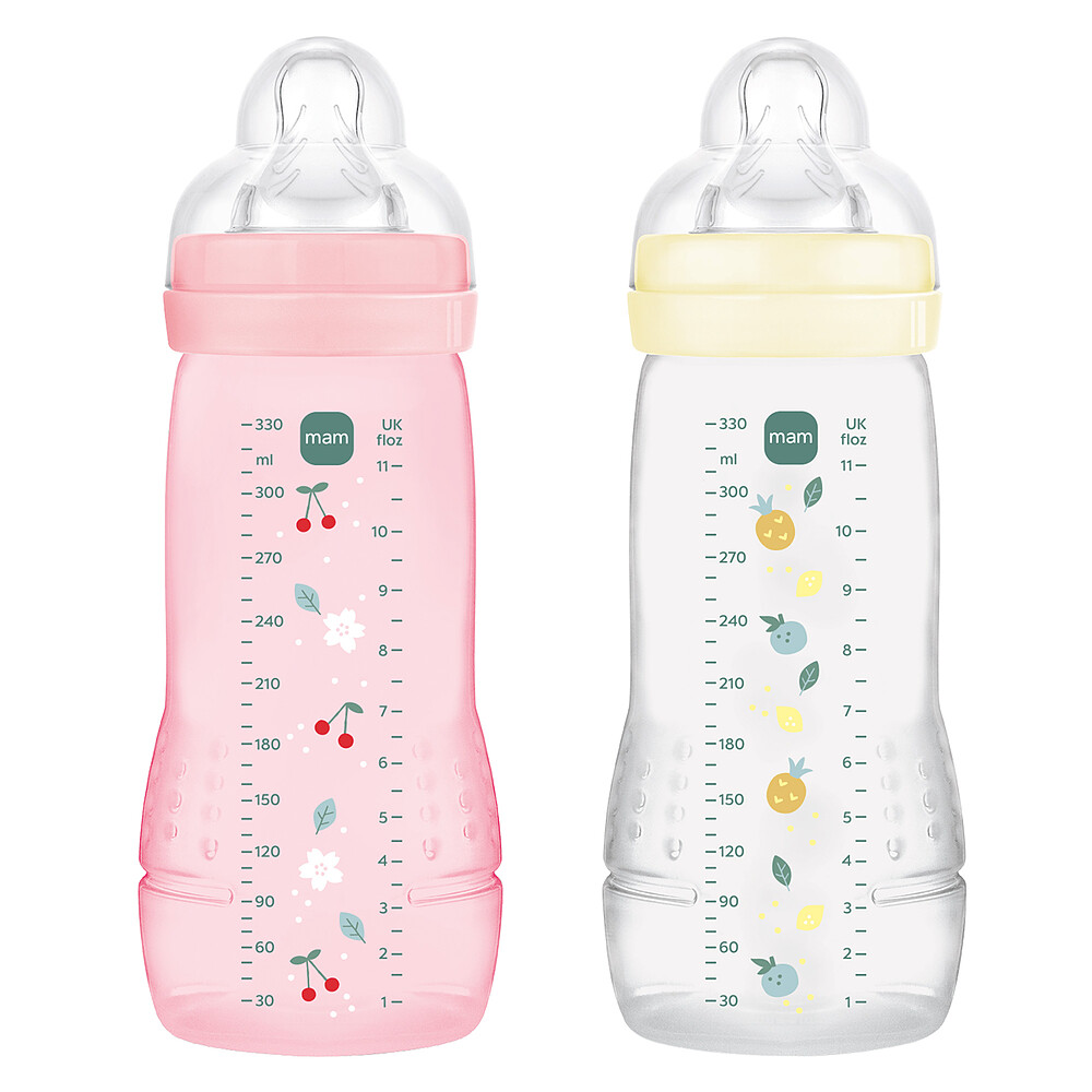 Lot de 2 Biberons Easy Active 2ème Âge Berry & Pearl - 330 ml MAM