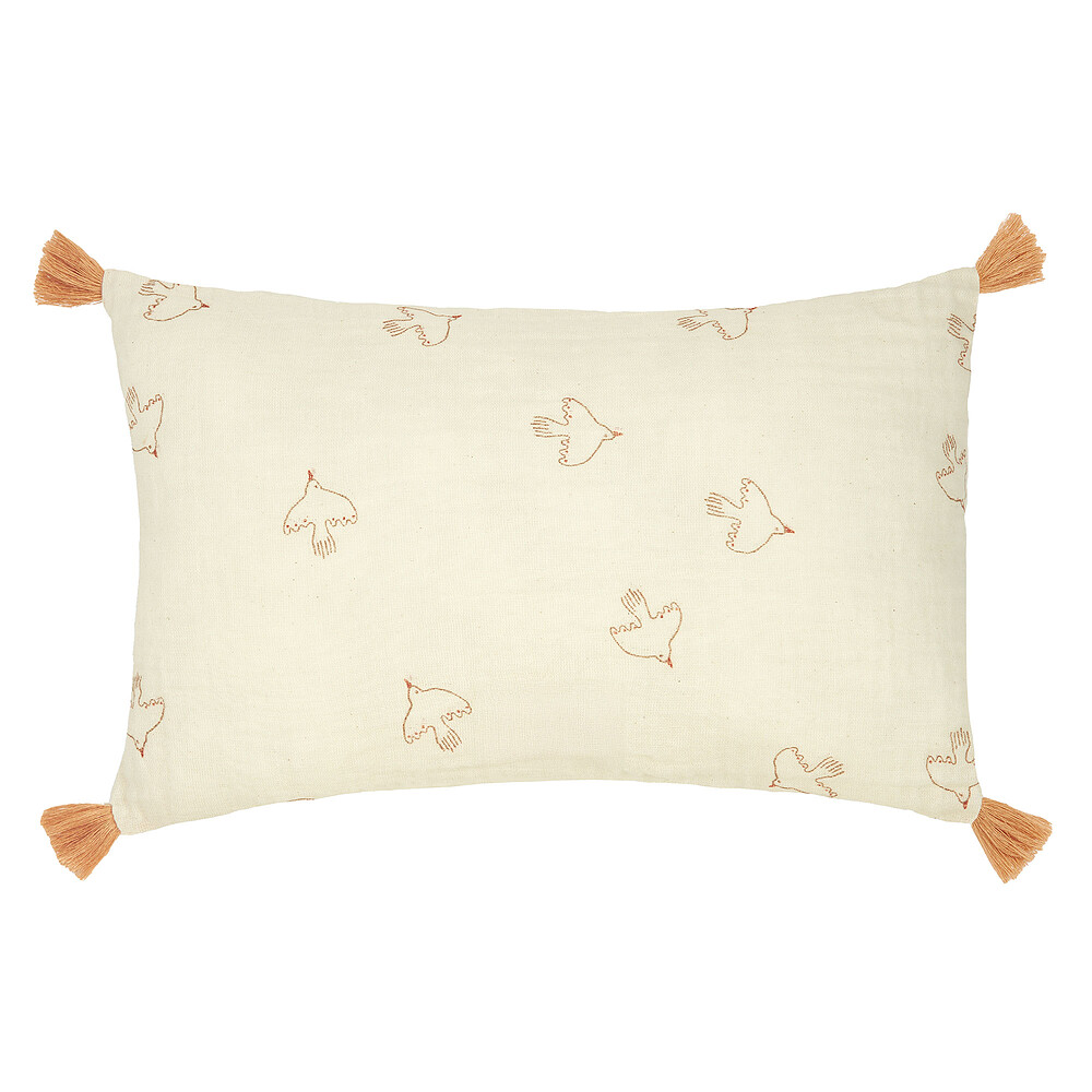 Coussin Rectangulaire Wabi Sabi - Brown Hoshi Birds  Nobodinoz