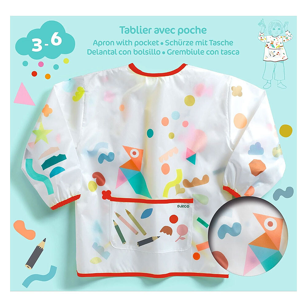 Tablier avec Poches - Gommettes et Crayons Djeco