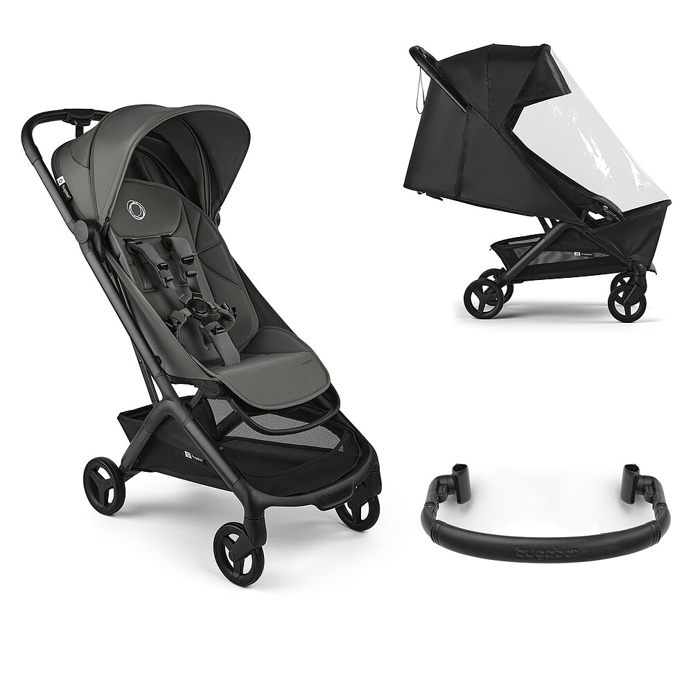 Poussette Compacte Butterfly 2 + Barre de Protection + Protection Pluie - Forest Green Bugaboo