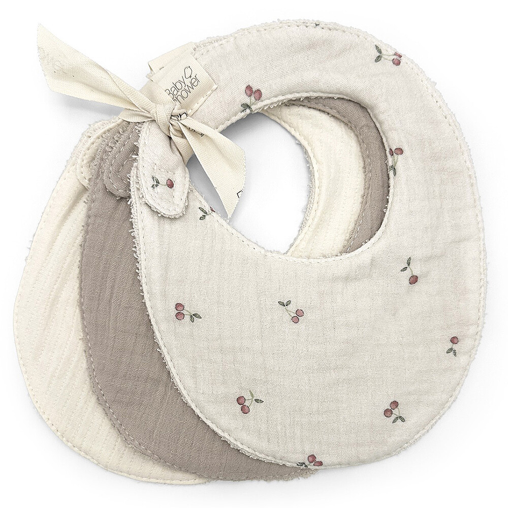 Lot de 3 Bavoirs - Cherries Babyshower