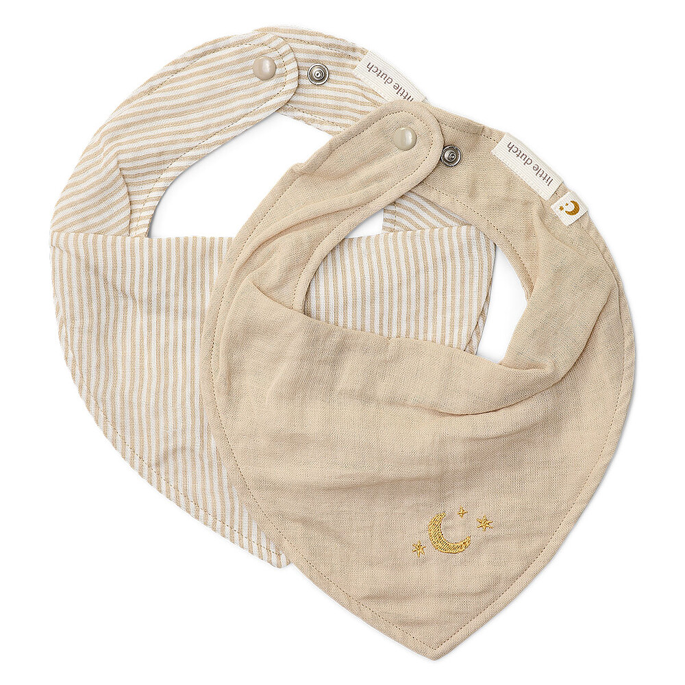Lot 2 Bavoirs Bandana Pure - Soft Beige Little Dutch