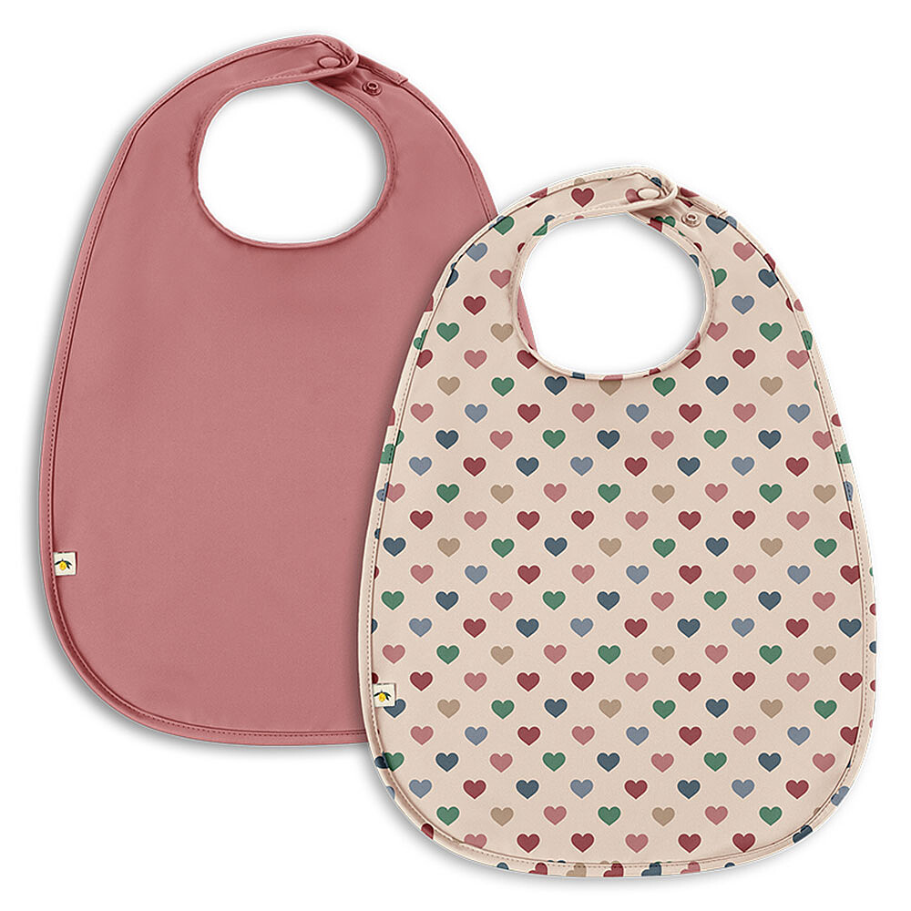 Lot de 2 Bavoirs - Coeur Coloré & Faded Rose Konges Sløjd