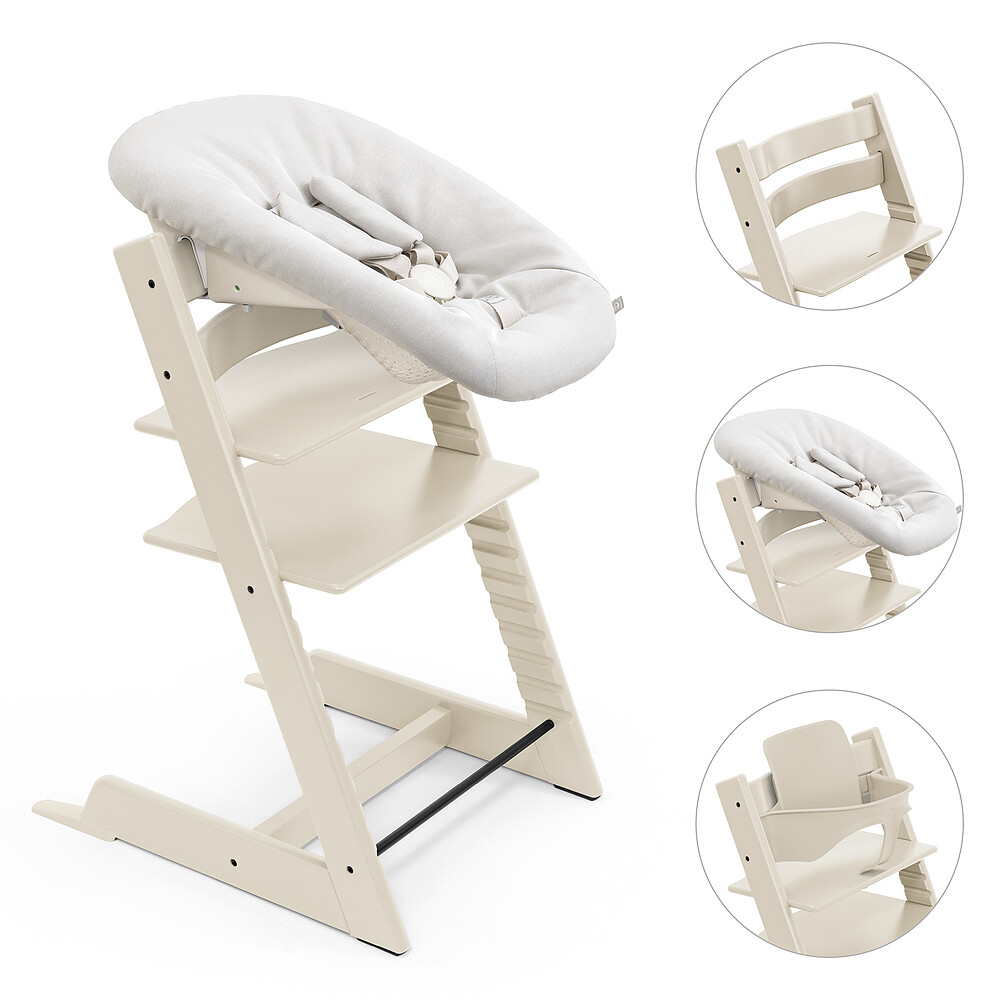 Chaise Haute Tripp Trapp avec Newborn Set et Baby Set - Blanc Vanille Stokke