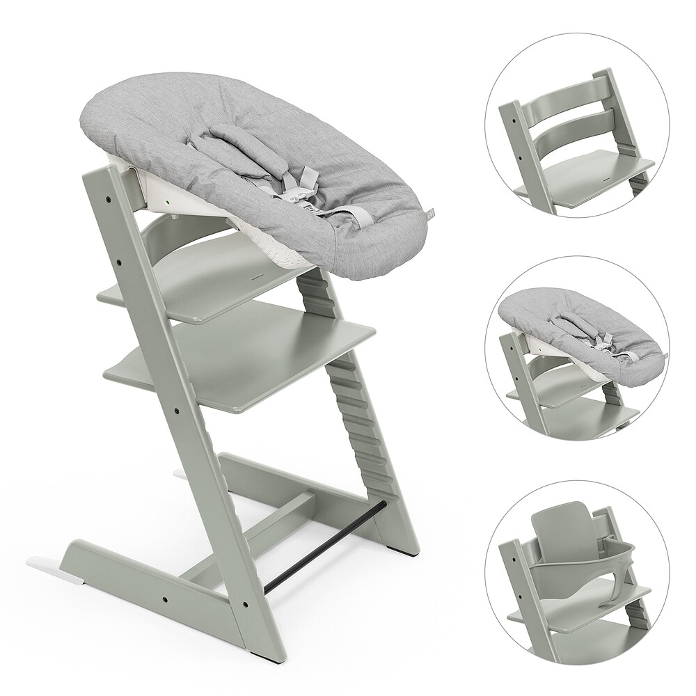 Chaise Haute Tripp Trapp avec Newborn Set et Baby Set - Vert Glacier Stokke