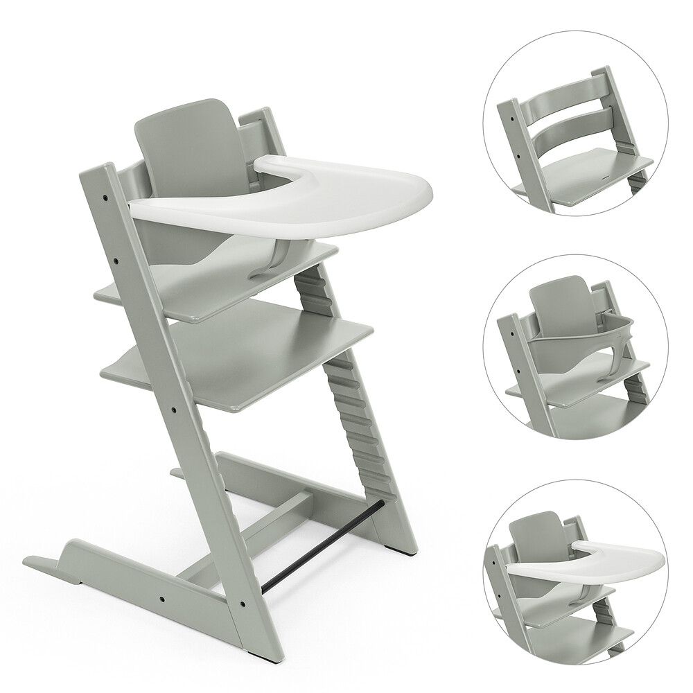 Chaise Haute Tripp Trapp avec Plateau et Baby Set - Vert Glacier Stokke