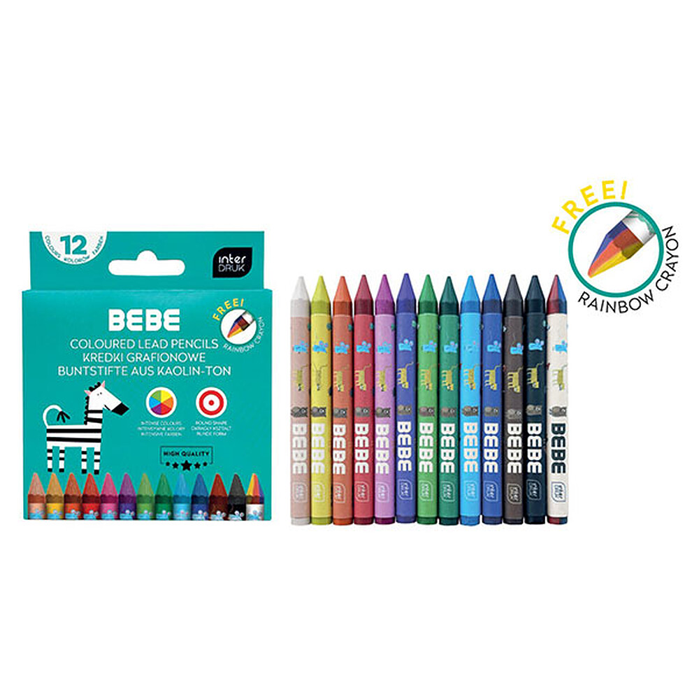 Lot de 12 Crayons de Couleur + 1 Crayon Graphite BEBE Kids Bebe Interdruk