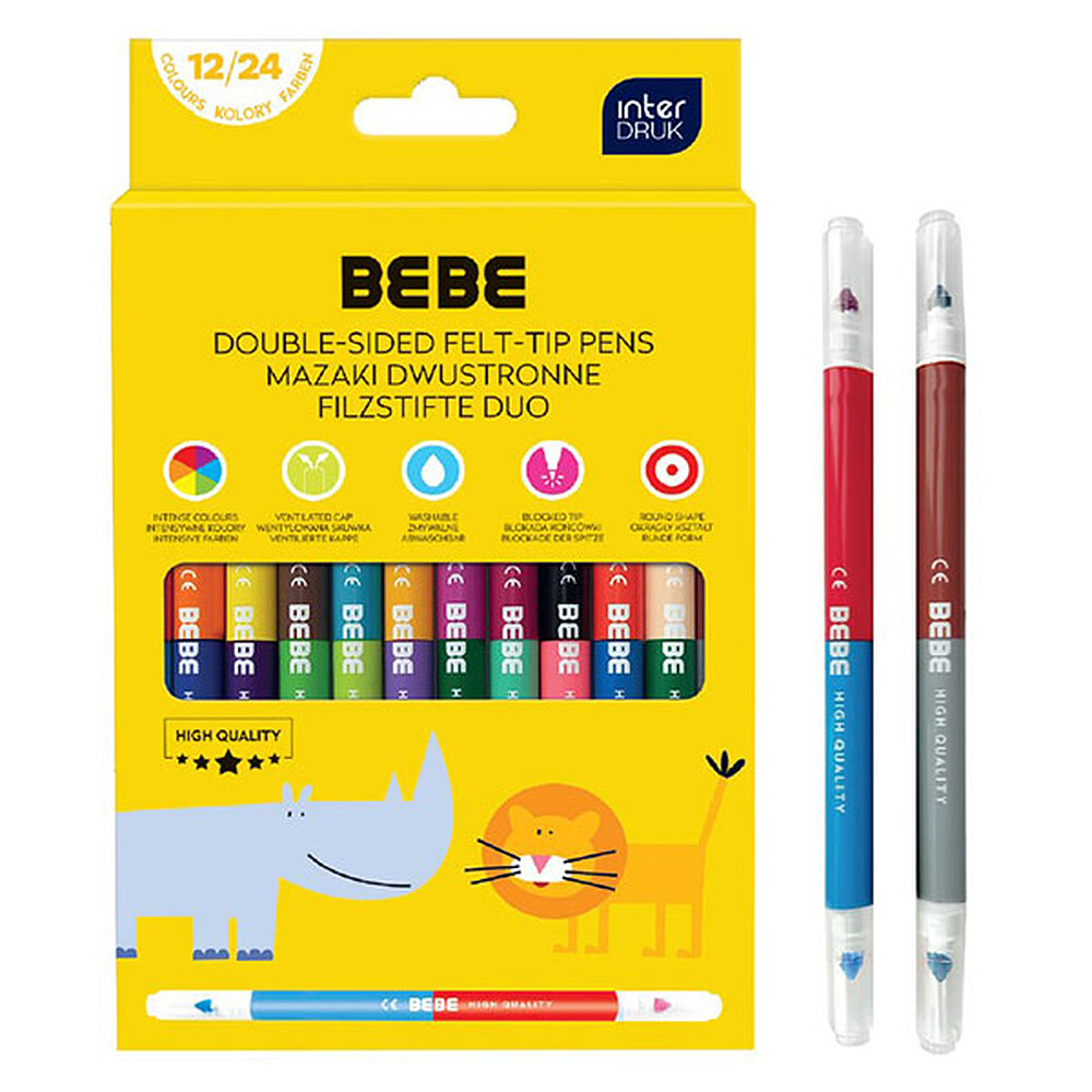 Lot de 12 Feutres Double Côté BEBE Kids Bebe Interdruk
