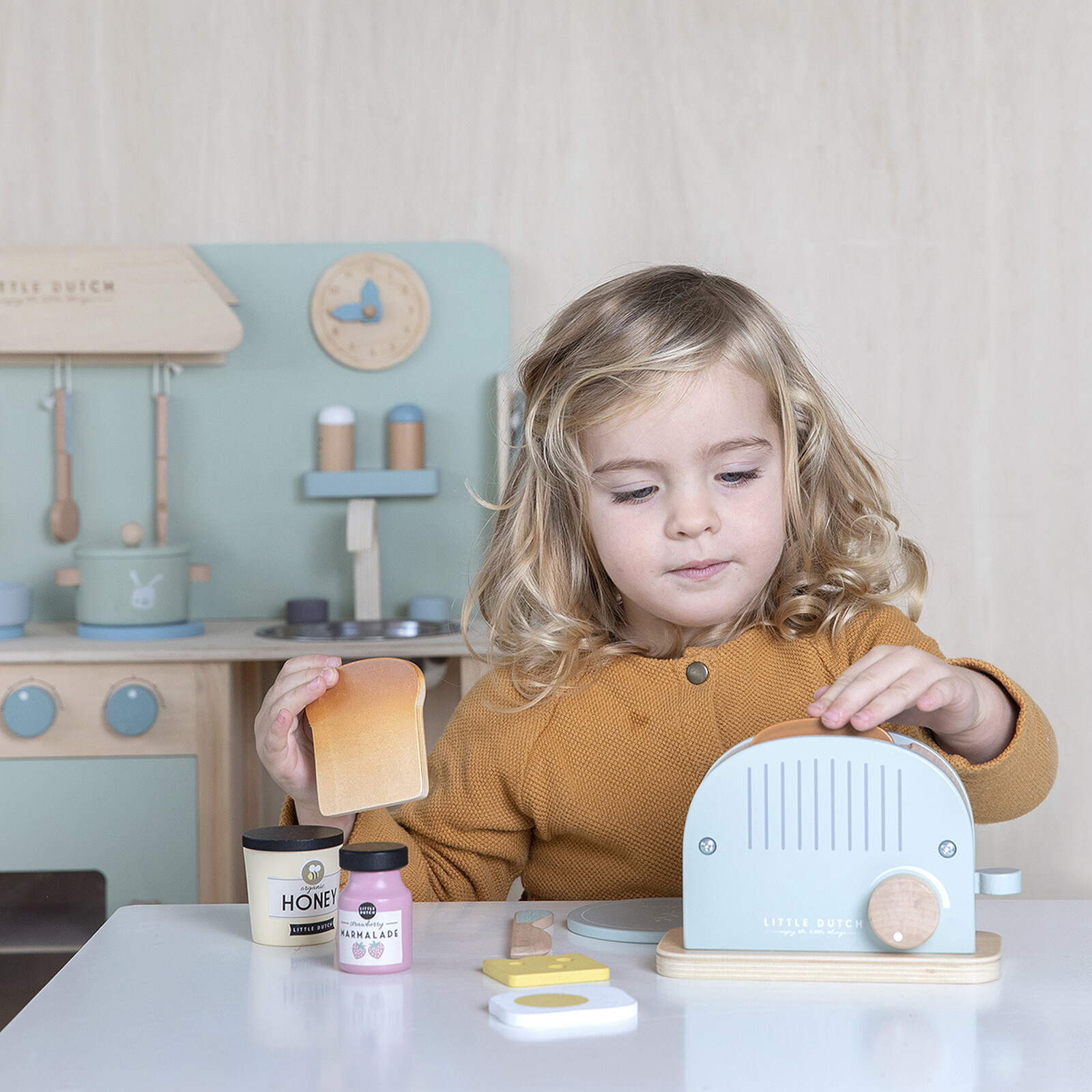 Jouet Cuisine Enfant 13 Pièces - Grille-Pain En Bois + Accessoires Petit Déjeuner - Jeu D'Imitation Boulangerie